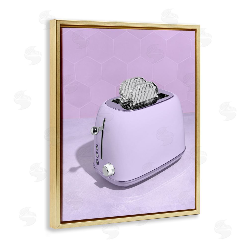LISH Creative Disco Toast over Purple Gold Floating Frame Canvas Wall Art Print