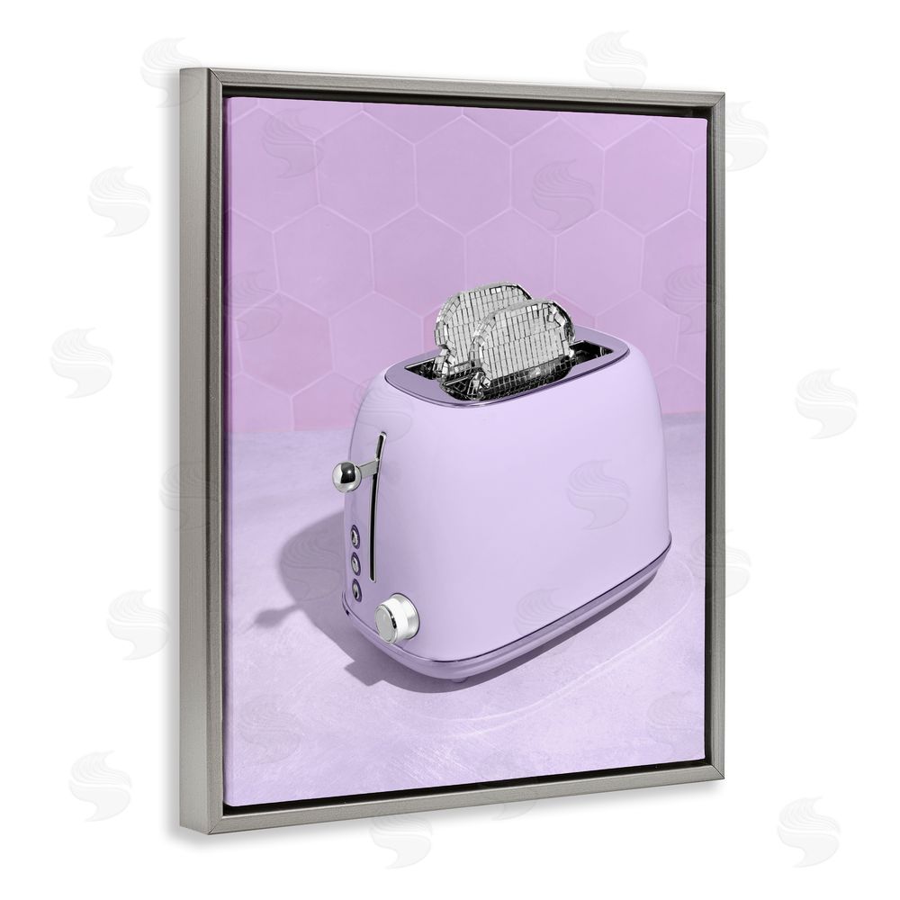 LISH Creative Disco Toast over Purple Gray Floating Frame Canvas Wall Art Print