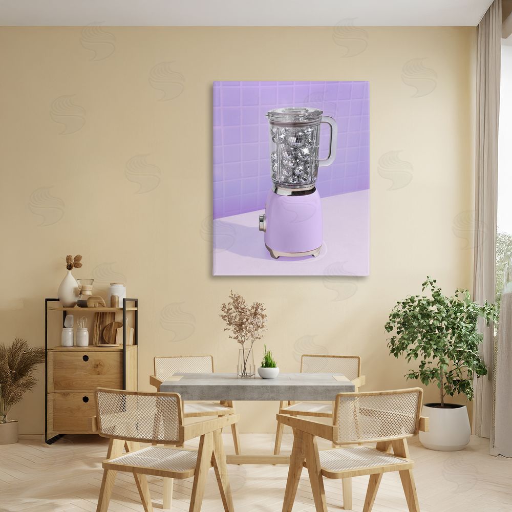 LISH Creative Disco Drink Blender over Purple Stretched Canvas Wall Art in Room