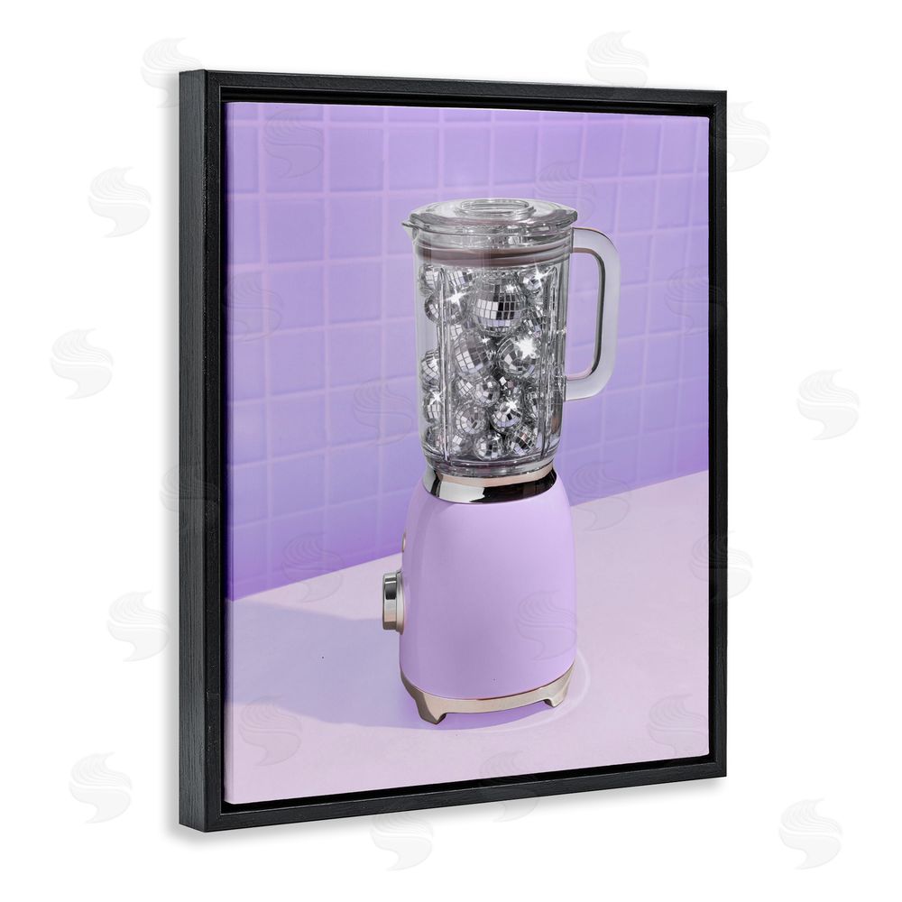 LISH Creative Disco Drink Blender over Purple Black Floating Frame Canvas Wall Art Print