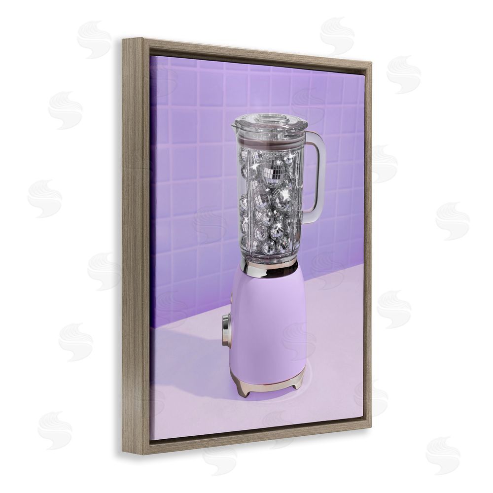 LISH Creative Disco Drink Blender over Purple Brown Floating Frame Canvas Wall Art Print