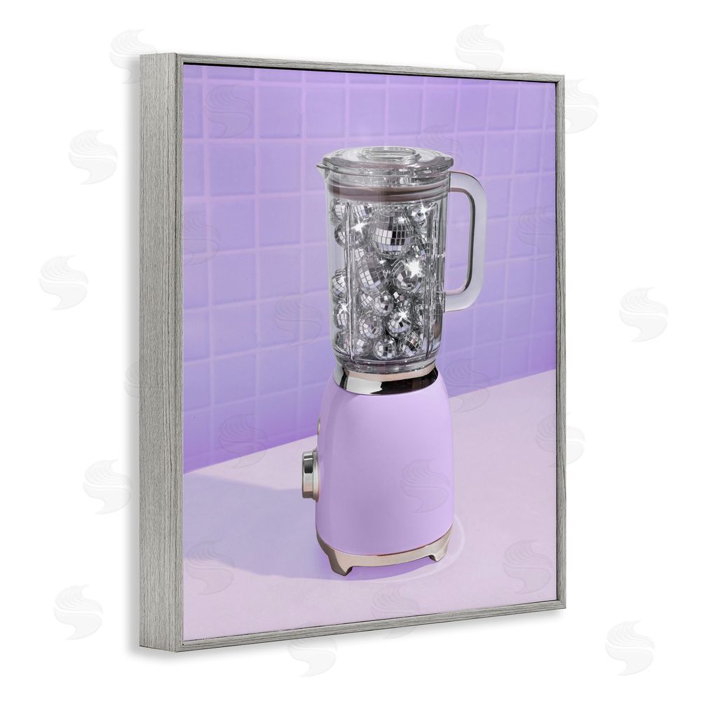 LISH Creative Disco Drink Blender over Purple Gray Framed Giclee Wall Art Print
