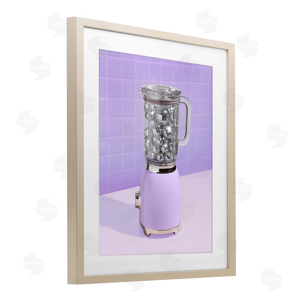 LISH Creative Disco Drink Blender over Purple Brown Framed Print Under Glass Wall Art