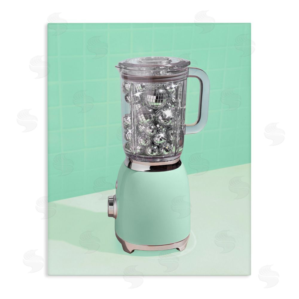 LISH Creative Disco Drink Blender over Green Stretched Canvas Wall Art