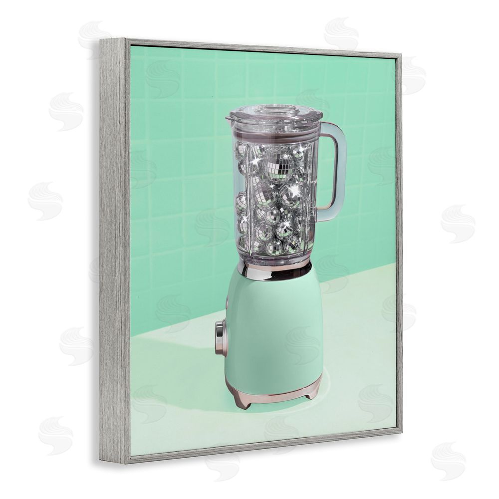 LISH Creative Disco Drink Blender over Green Gray Framed Giclee Wall Art Print
