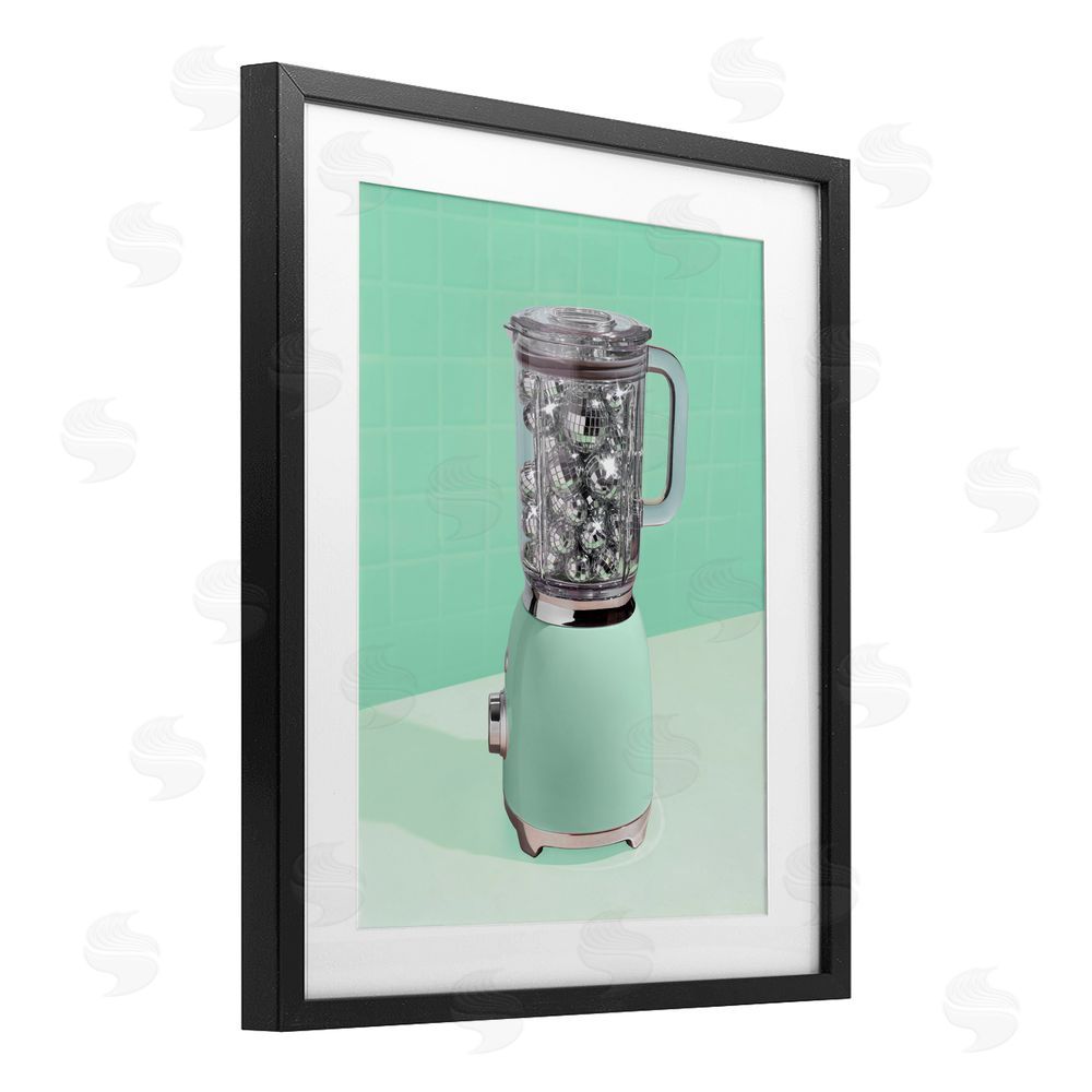 LISH Creative Disco Drink Blender over Green Black Framed Print Under Glass Wall Art