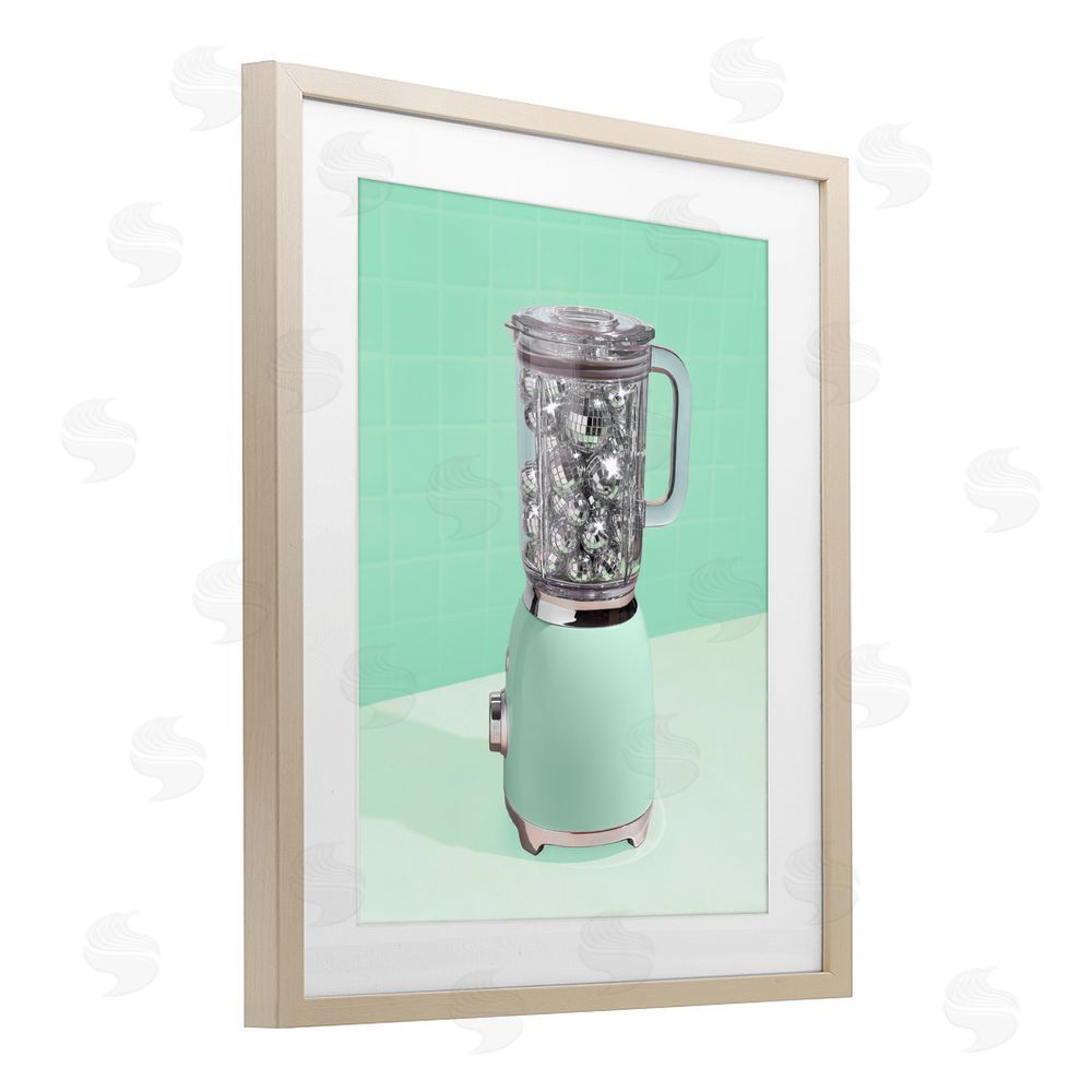 LISH Creative Disco Drink Blender over Green Brown Framed Print Under Glass Wall Art