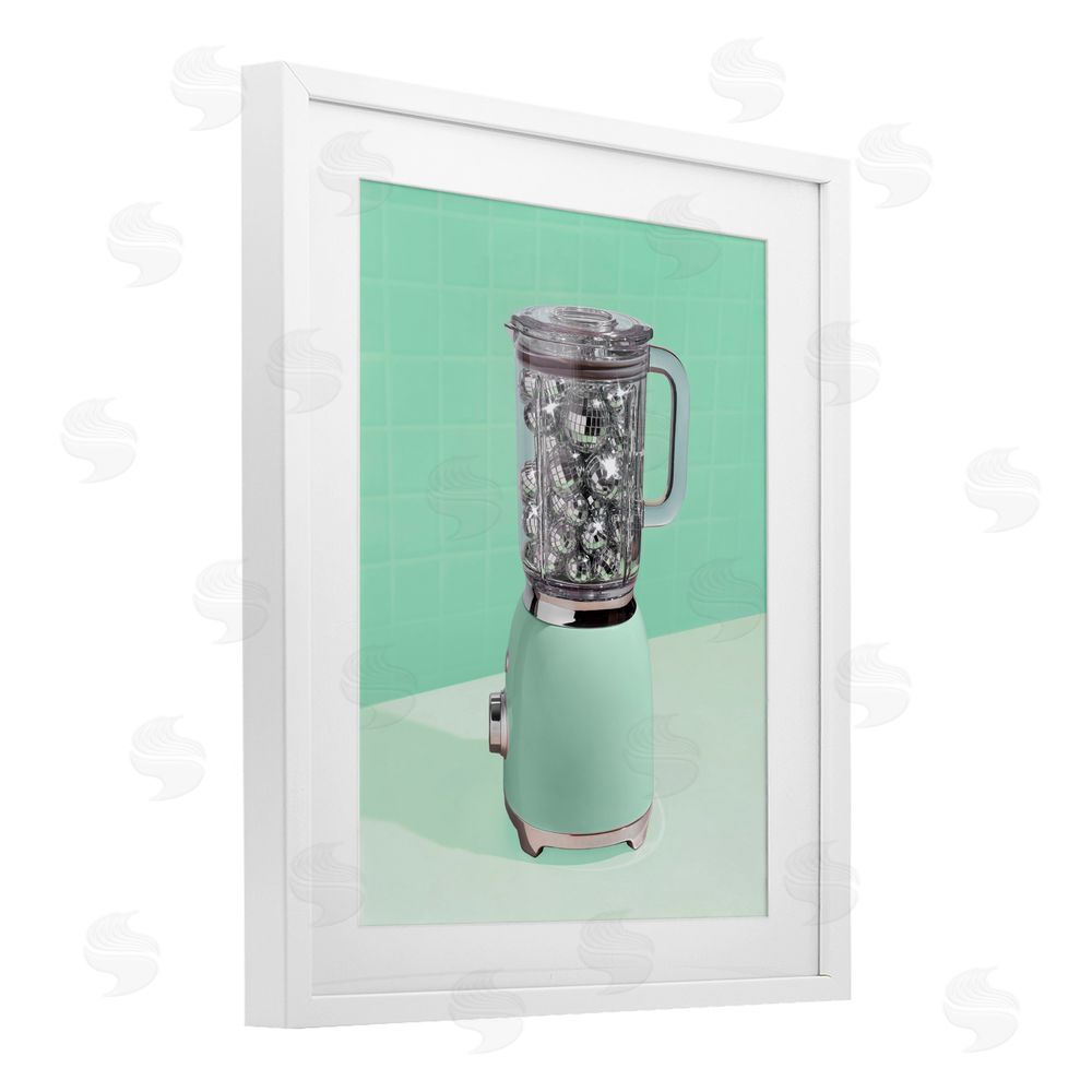 LISH Creative Disco Drink Blender over Green White Framed Print Under Glass Wall Art