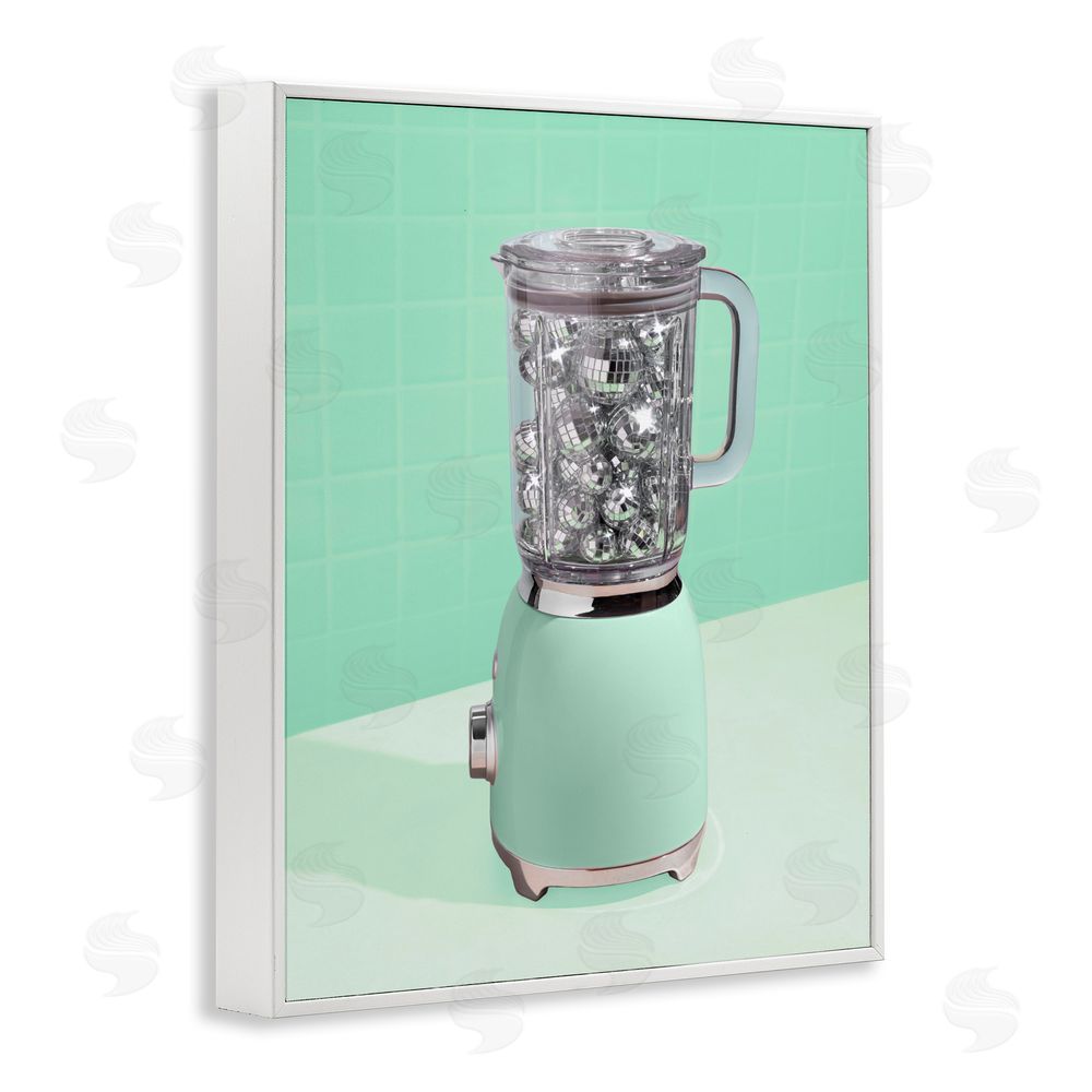 LISH Creative Disco Drink Blender over Green White Framed Giclee Wall Art Print
