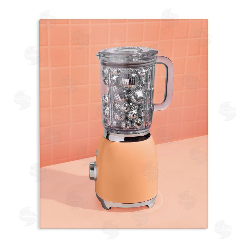 LISH Creative Disco Drink Blender over Orange Stretched Canvas Wall Art