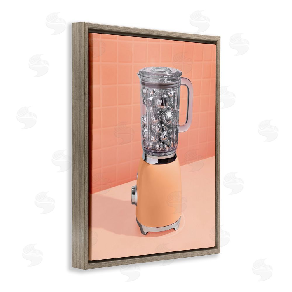 LISH Creative Disco Drink Blender over Orange Brown Floating Frame Canvas Wall Art Print