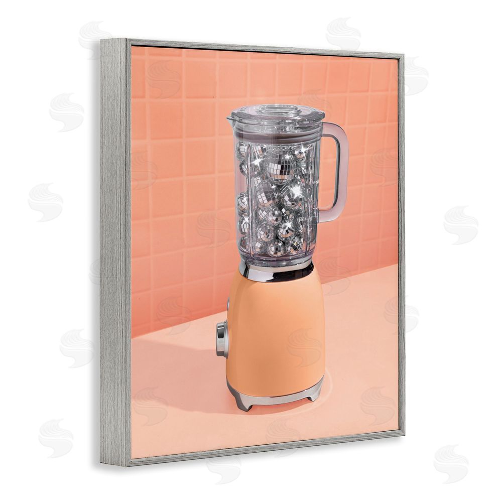 LISH Creative Disco Drink Blender over Orange Gray Framed Giclee Wall Art Print