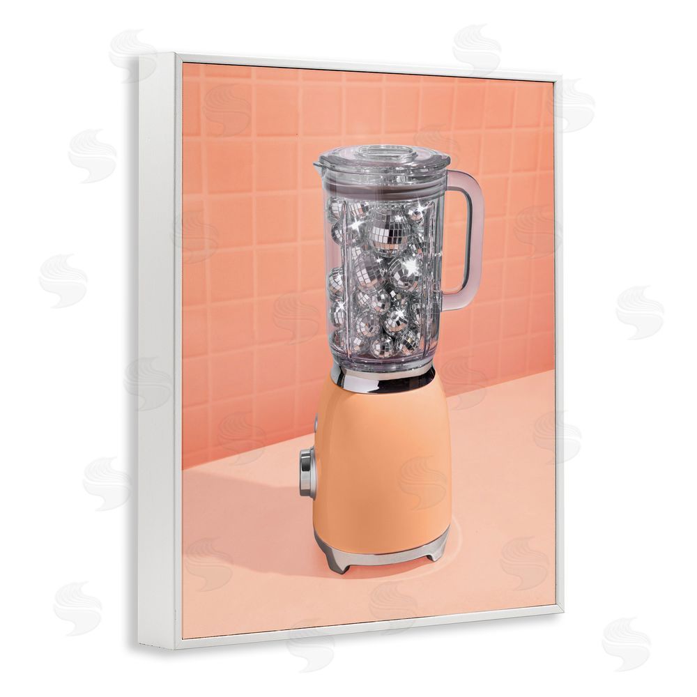 LISH Creative Disco Drink Blender over Orange White Framed Giclee Wall Art Print