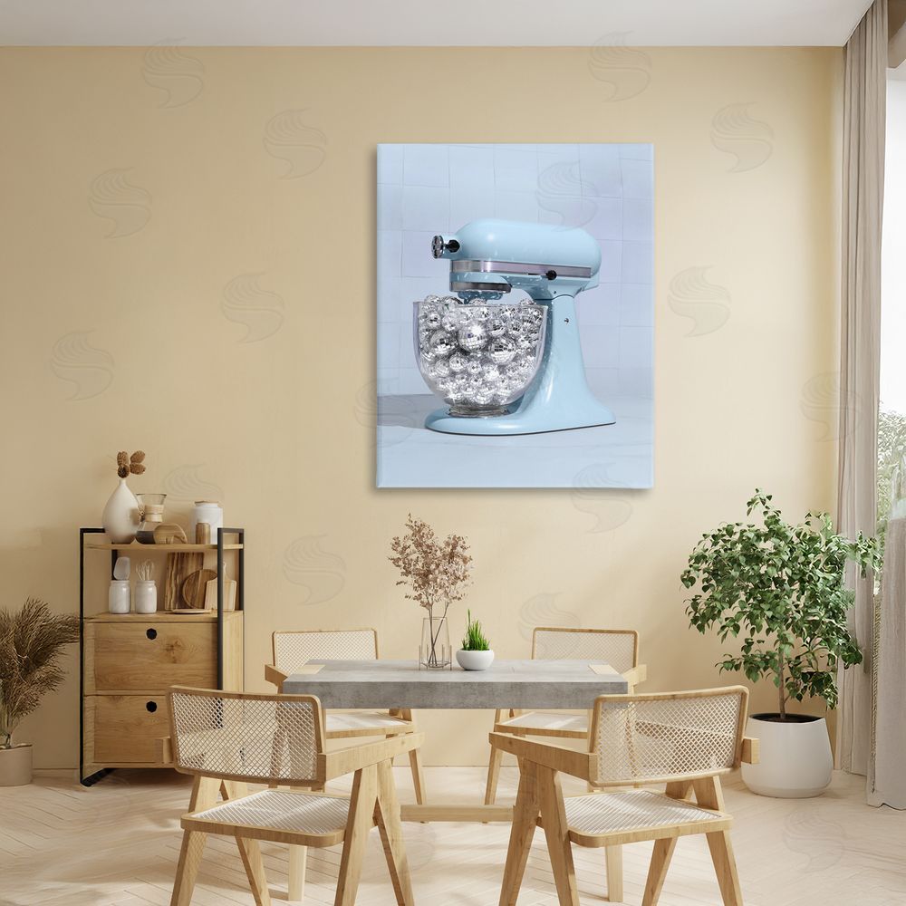 LISH Creative Disco Kitchen Mixer over Blue Stretched Canvas Wall Art in Room