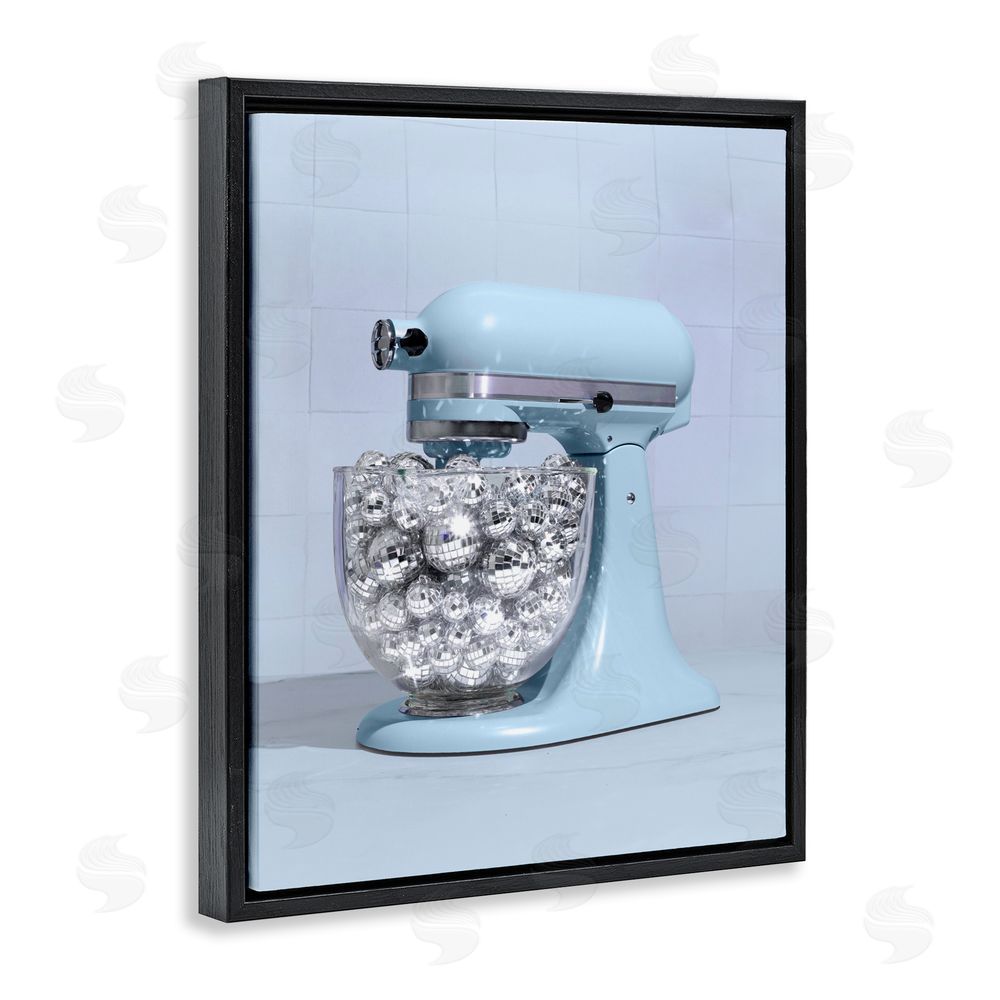LISH Creative Disco Kitchen Mixer over Blue Black Floating Frame Canvas Wall Art Print