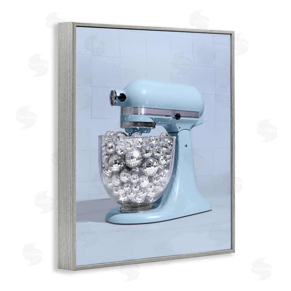 LISH Creative Disco Kitchen Mixer over Blue Gray Framed Giclee Wall Art Print