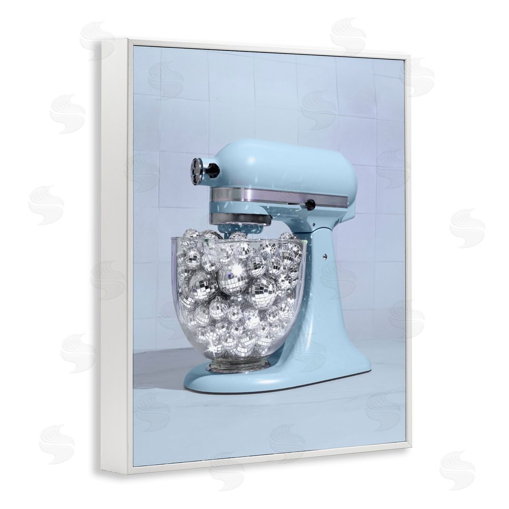 LISH Creative Disco Kitchen Mixer over Blue White Framed Giclee Wall Art Print