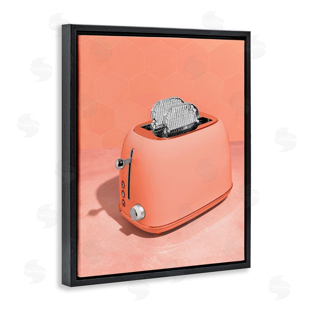 LISH Creative Disco Toast over Orange Black Floating Frame Canvas Wall Art Print