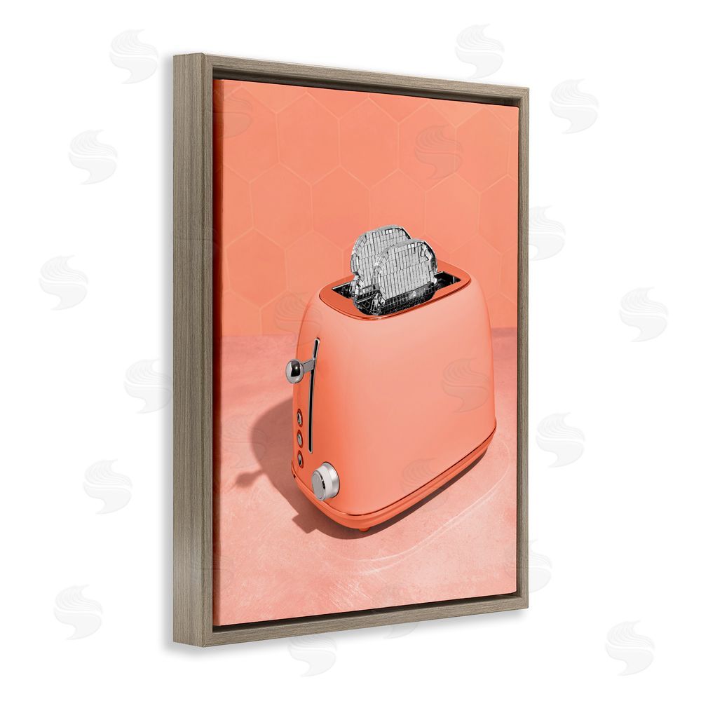 LISH Creative Disco Toast over Orange Brown Floating Frame Canvas Wall Art Print