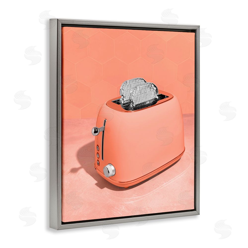 LISH Creative Disco Toast over Orange Gray Floating Frame Canvas Wall Art Print
