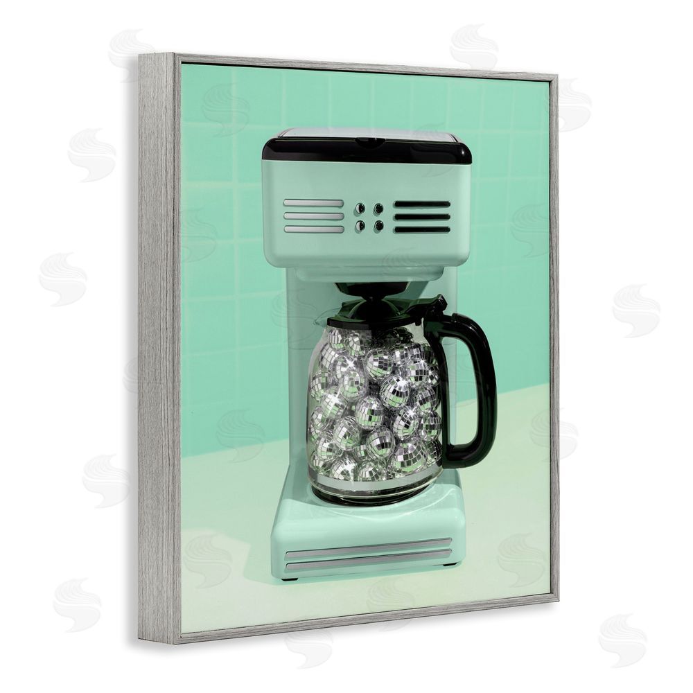 LISH Creative Disco Coffee Maker over Green Gray Framed Giclee Wall Art Print