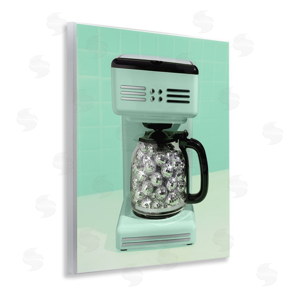 LISH Creative Disco Coffee Maker over Green Wall Plaque with Fixed Lithograph Print