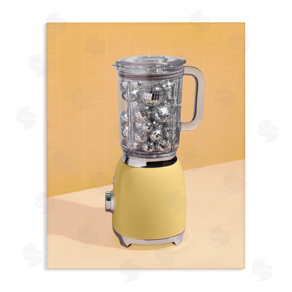 LISH Creative Disco Drink Blender over Yellow Stretched Canvas Wall Art