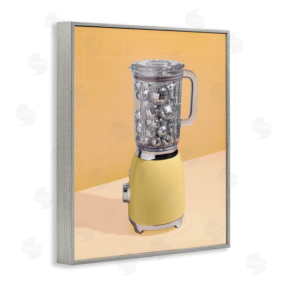 LISH Creative Disco Drink Blender over Yellow Gray Framed Giclee Wall Art Print