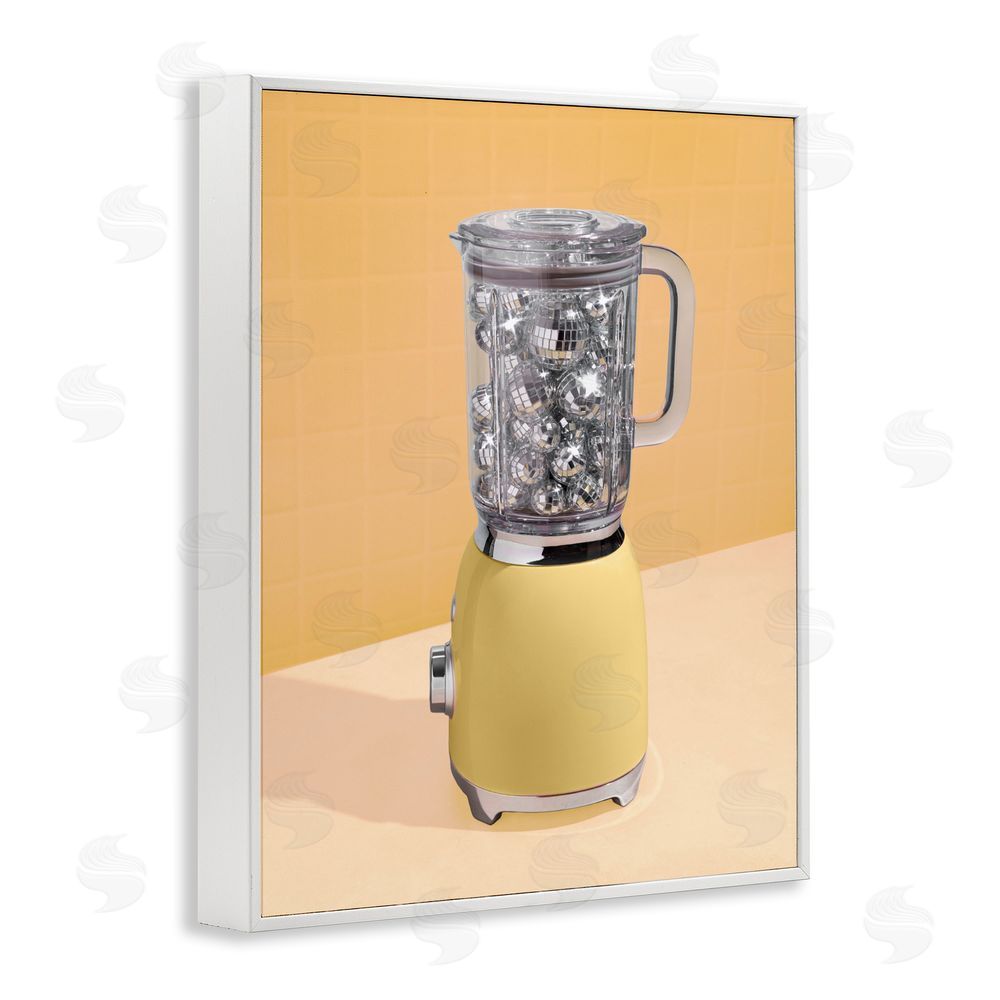 LISH Creative Disco Drink Blender over Yellow White Framed Giclee Wall Art Print