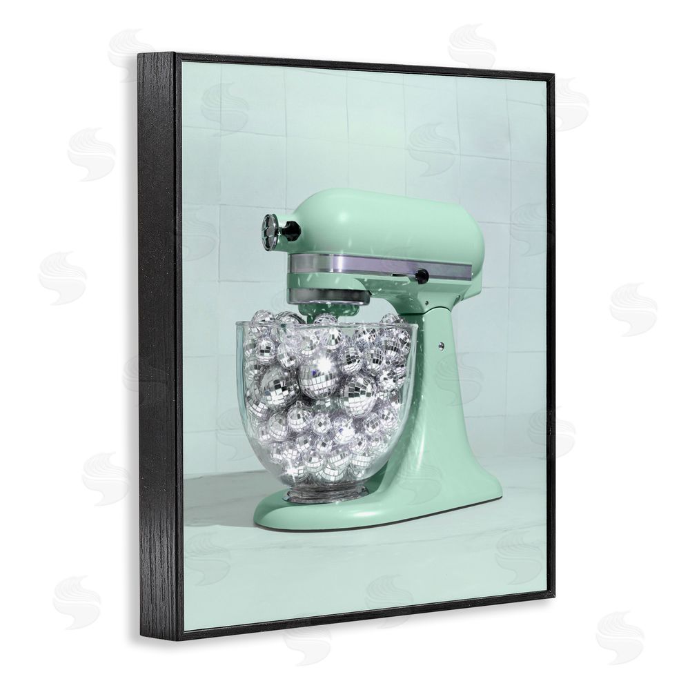 LISH Creative Disco Kitchen Mixer over Green Black Framed Giclee Wall Art Print