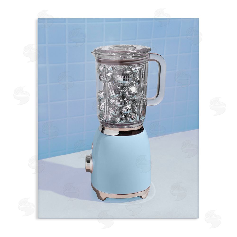 LISH Creative Disco Drink Mixer over Blue Stretched Canvas Wall Art