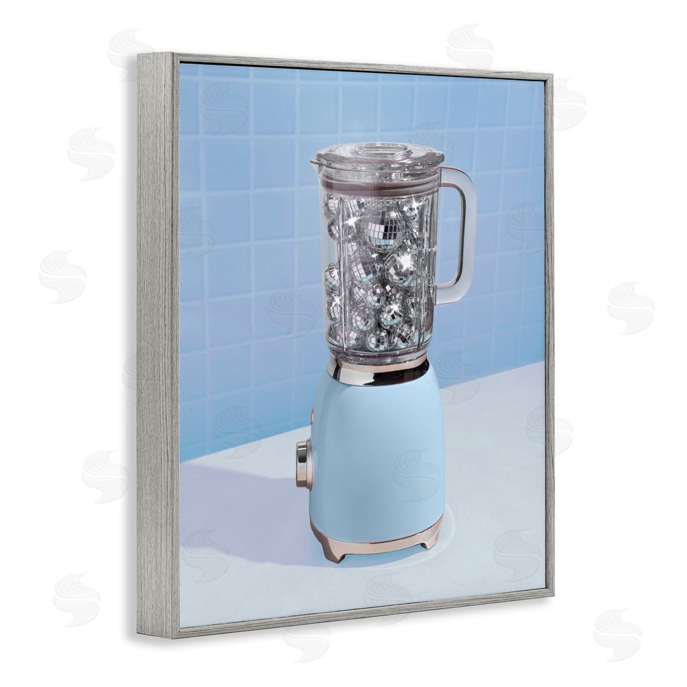 LISH Creative Disco Drink Mixer over Blue Gray Framed Giclee Wall Art Print