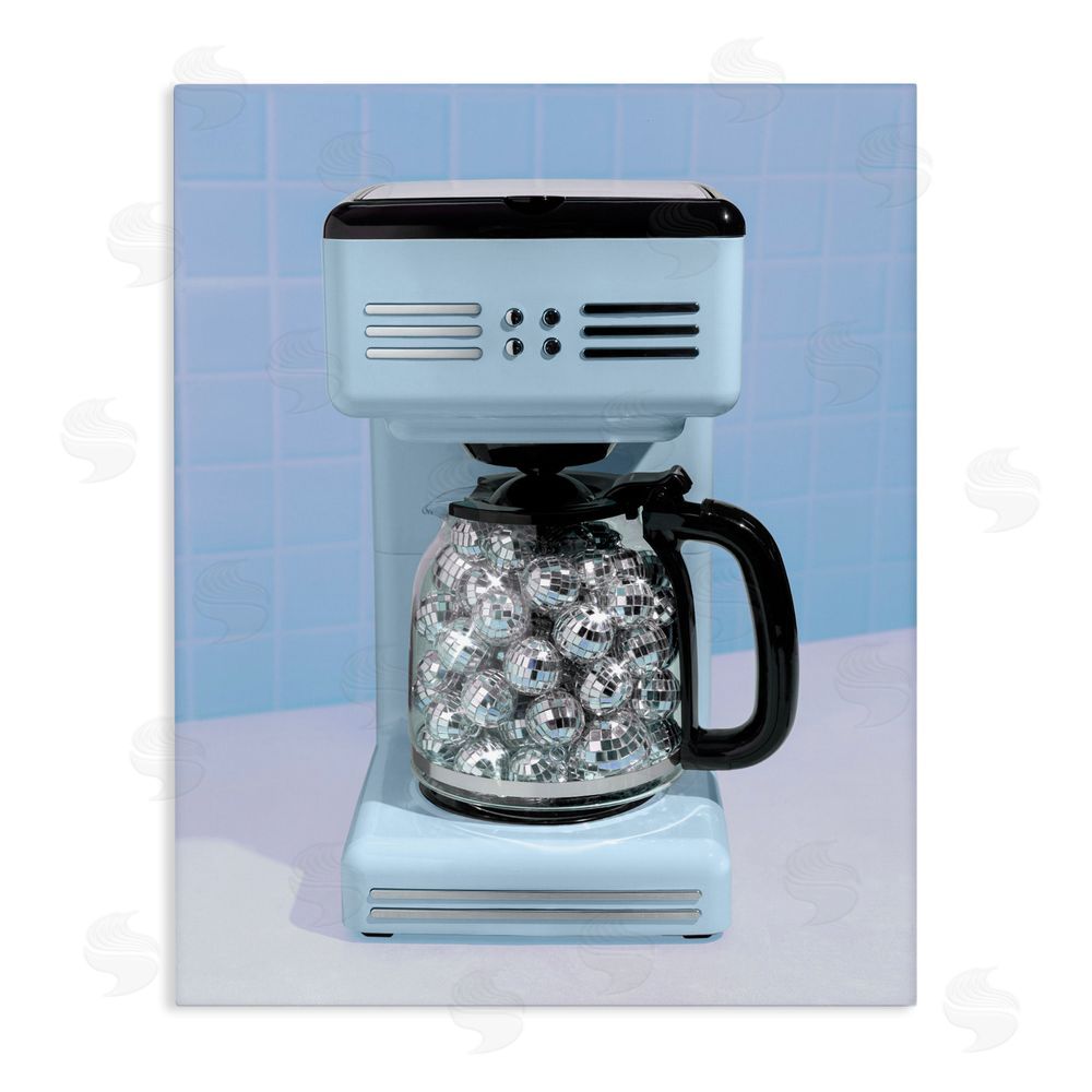 LISH Creative Disco Coffee Maker over Blue Stretched Canvas Wall Art