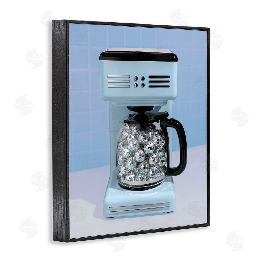 LISH Creative Disco Coffee Maker over Blue Black Framed Giclee Wall Art Print