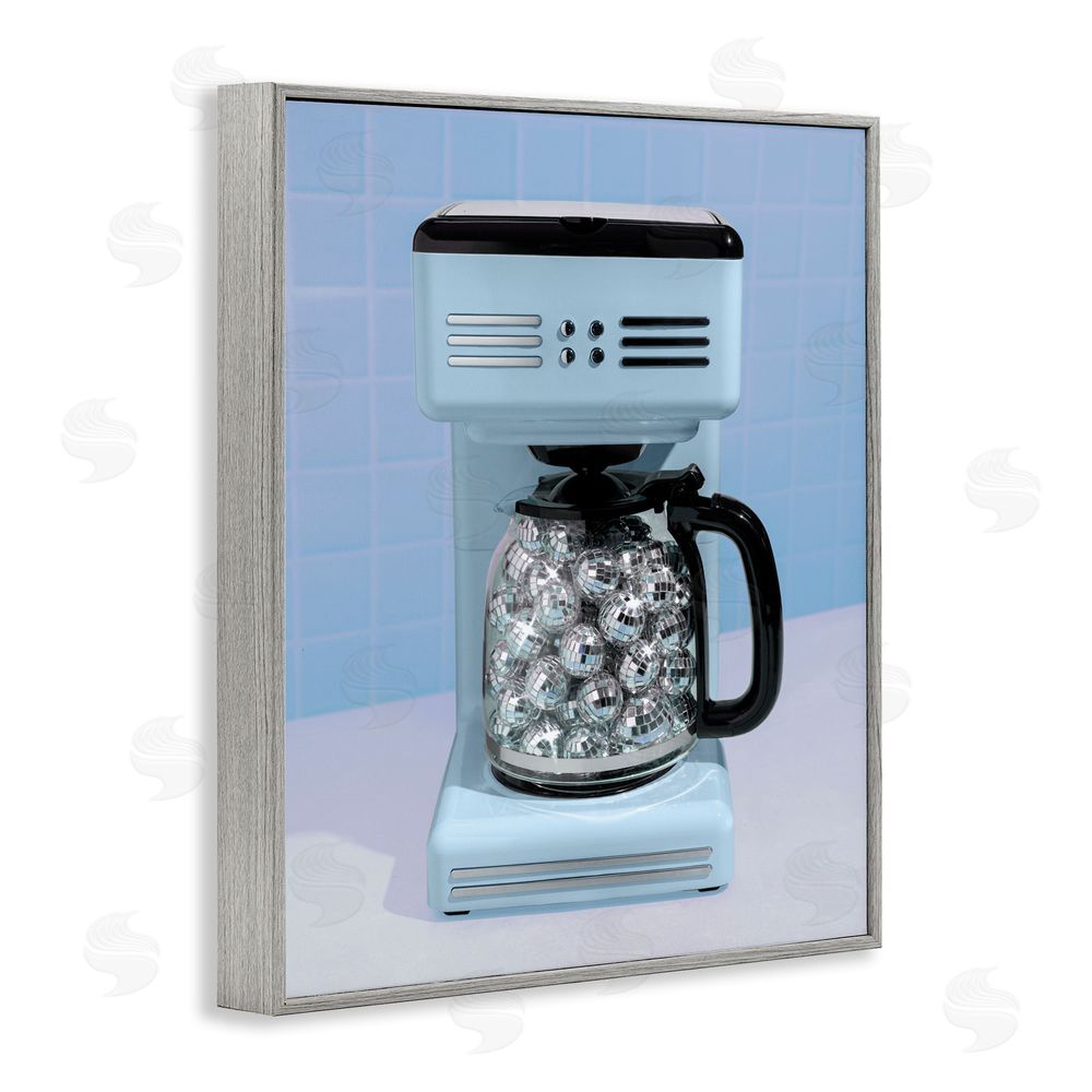 LISH Creative Disco Coffee Maker over Blue Gray Framed Giclee Wall Art Print