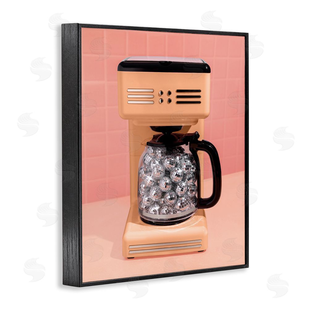 LISH Creative Disco Coffee Maker over Orange Black Framed Giclee Wall Art Print