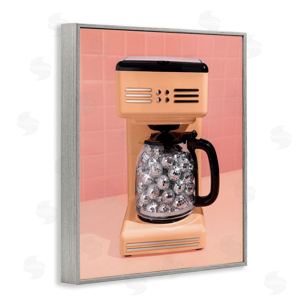 LISH Creative Disco Coffee Maker over Orange Gray Framed Giclee Wall Art Print