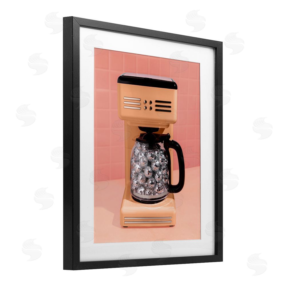 LISH Creative Disco Coffee Maker over Orange Black Framed Print Under Glass Wall Art