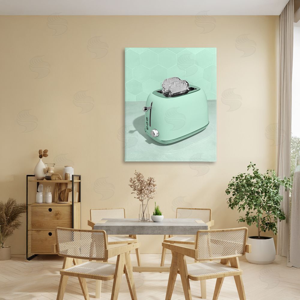 LISH Creative Disco Toaster Over Green Stretched Canvas Wall Art in Room