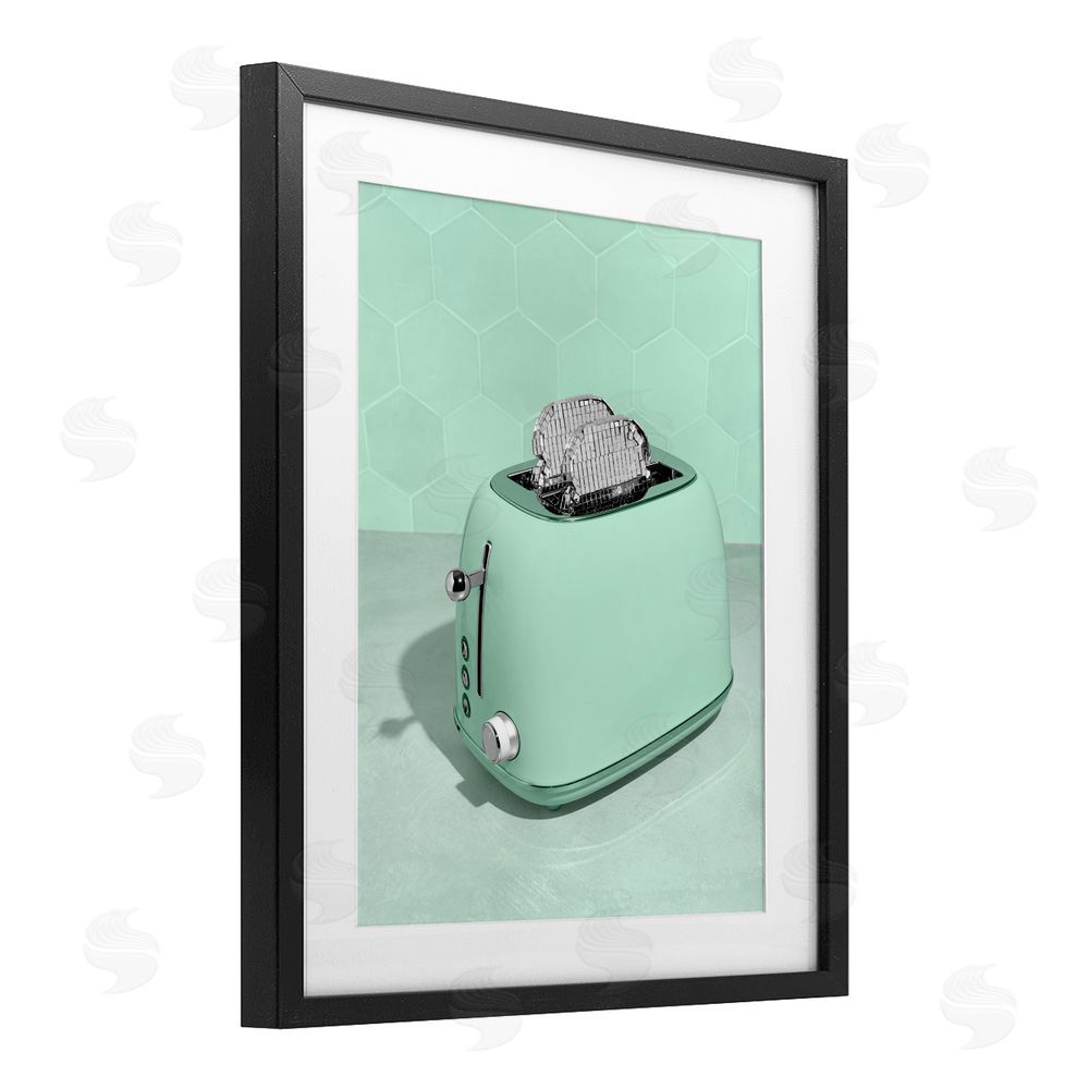 LISH Creative Disco Toaster Over Green Black Framed Print Under Glass Wall Art
