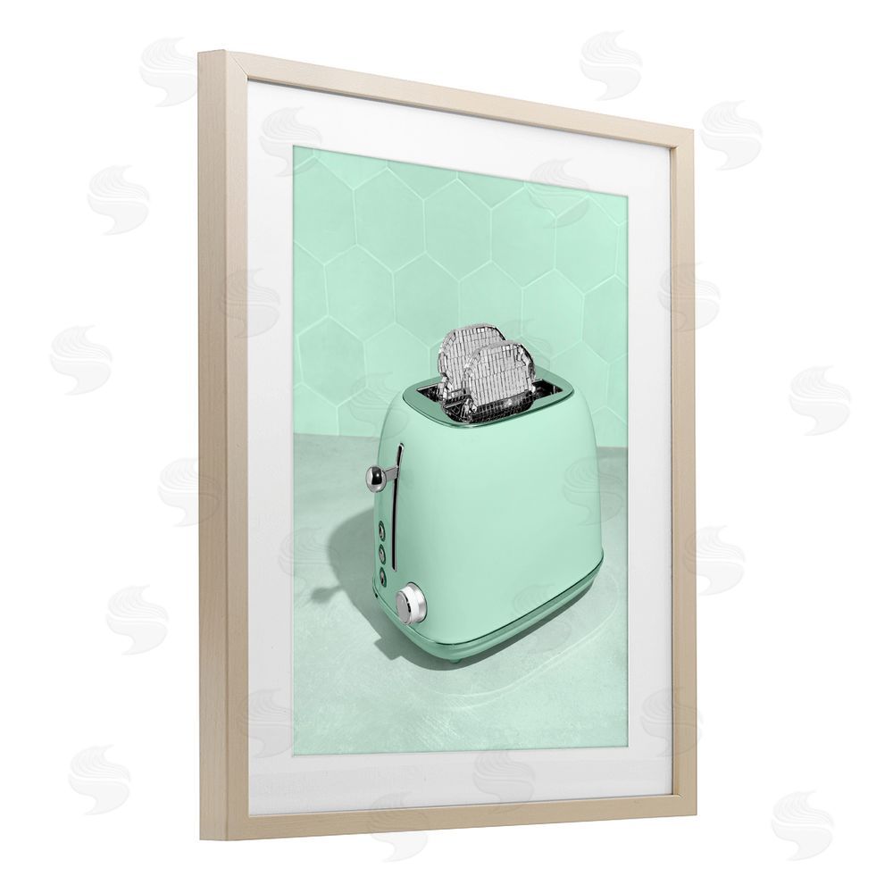 LISH Creative Disco Toaster Over Green Brown Framed Print Under Glass Wall Art