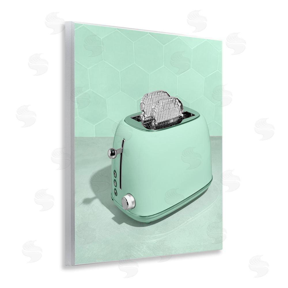 LISH Creative Disco Toaster Over Green Wall Plaque with Fixed Lithograph Print