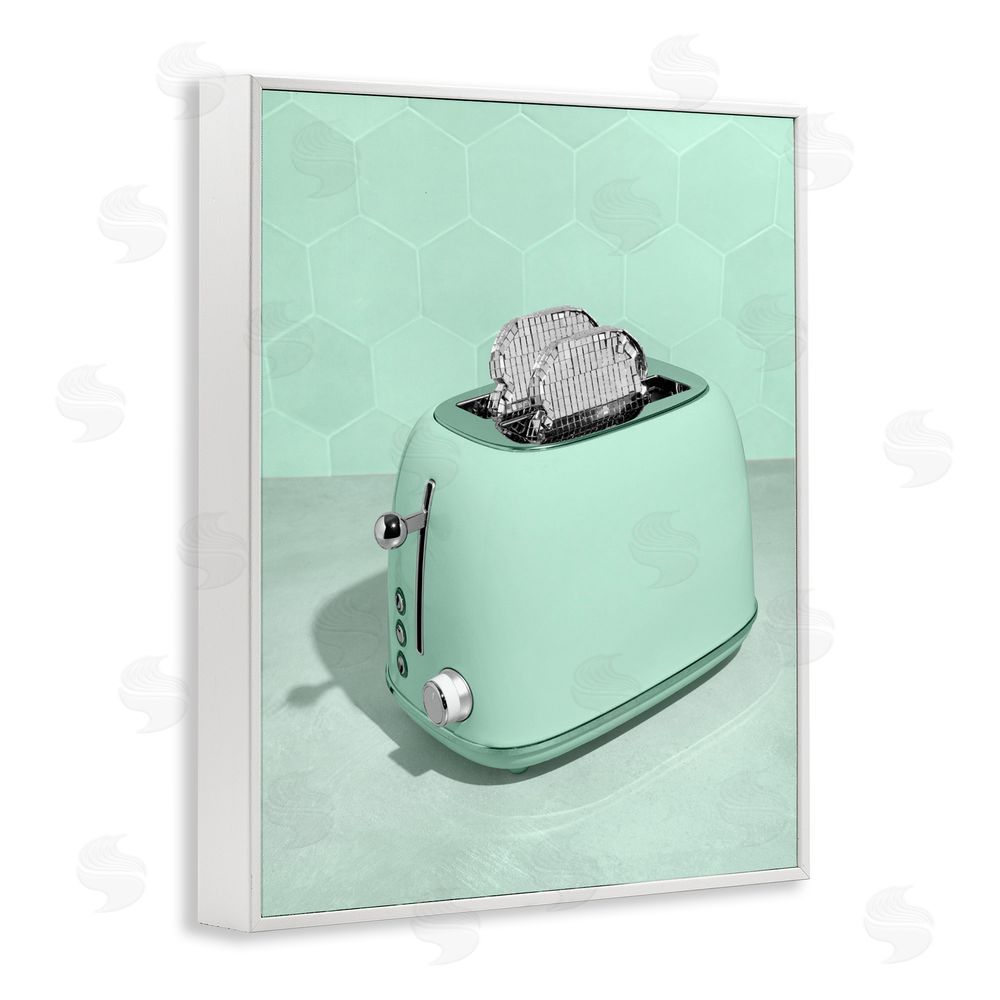 LISH Creative Disco Toaster Over Green White Framed Giclee Wall Art Print