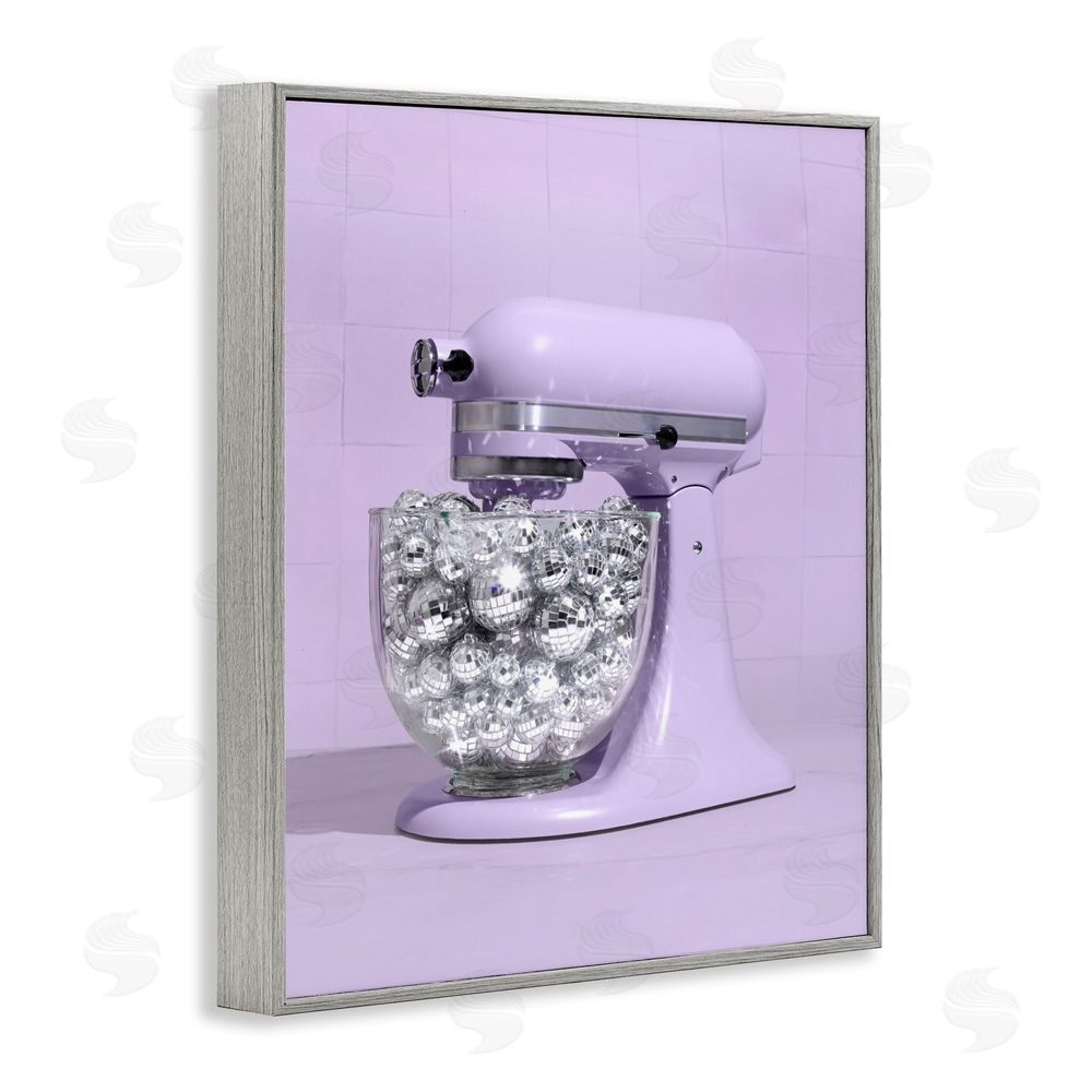 LISH Creative Disco Kitchen Mixer over Purple Gray Framed Giclee Wall Art Print