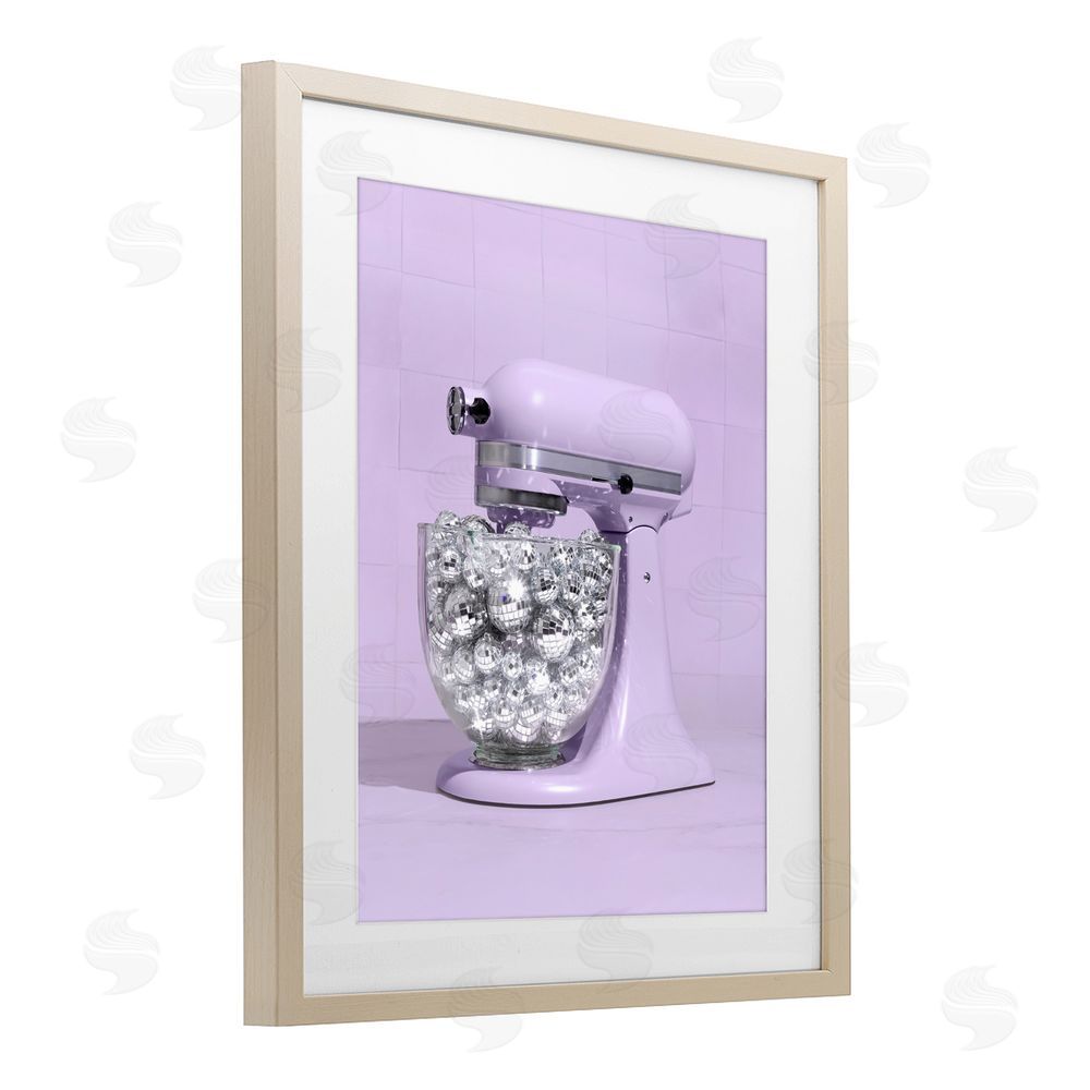 LISH Creative Disco Kitchen Mixer over Purple Brown Framed Print Under Glass Wall Art