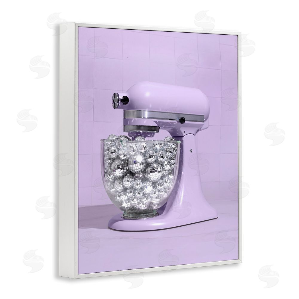 LISH Creative Disco Kitchen Mixer over Purple White Framed Giclee Wall Art Print