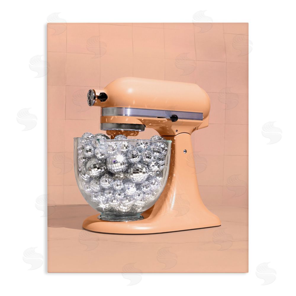 LISH Creative Disco Kitchen Mixer over Orange Stretched Canvas Wall Art