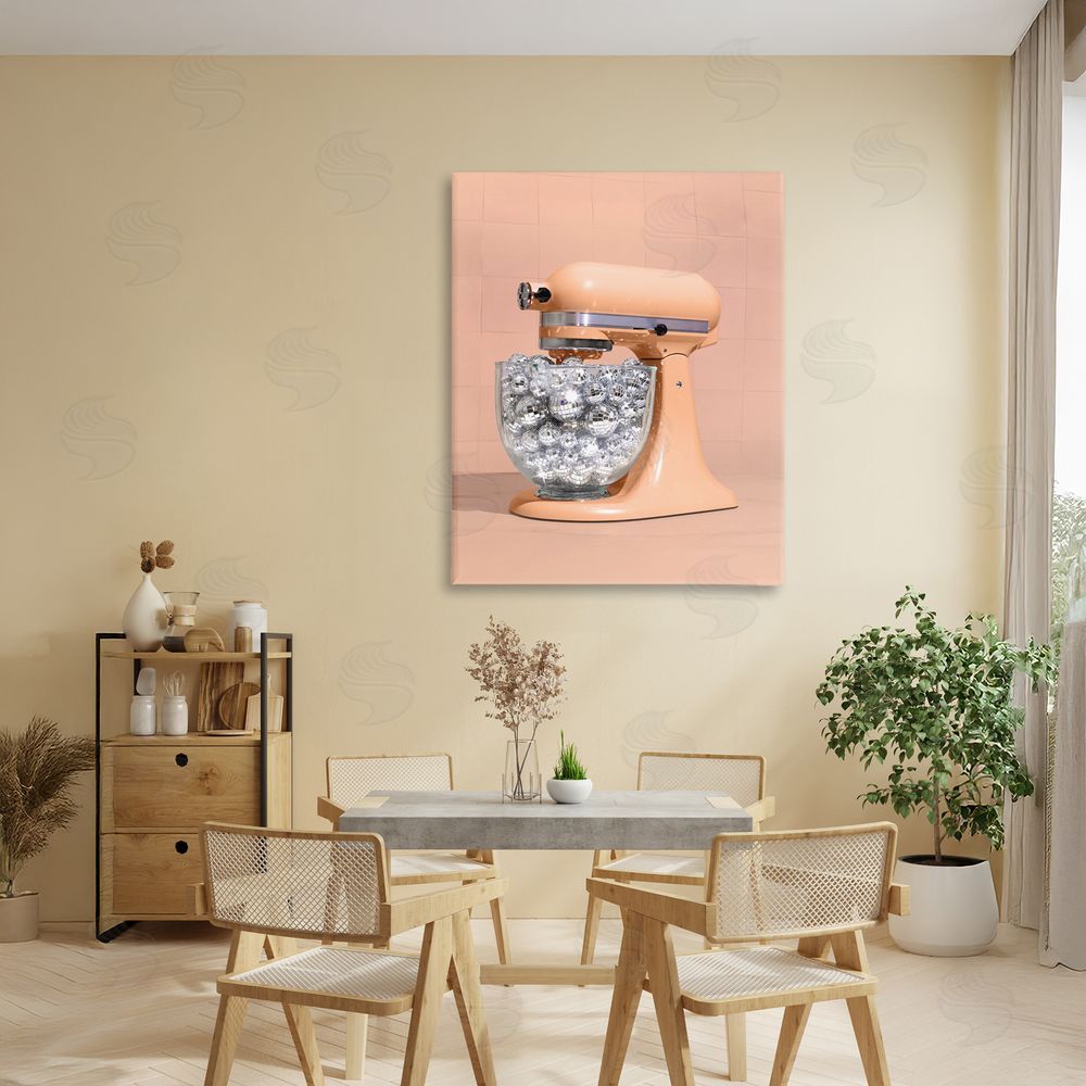 LISH Creative Disco Kitchen Mixer over Orange Stretched Canvas Wall Art in Room