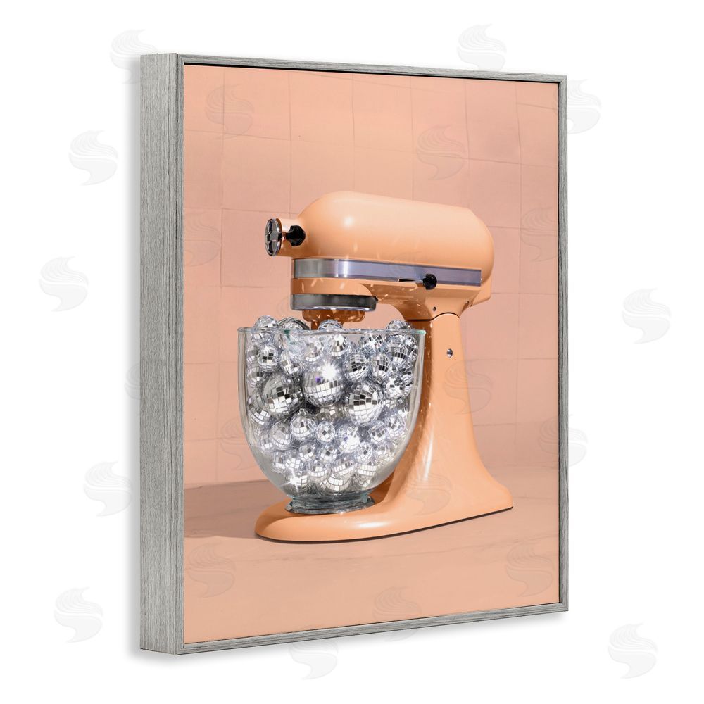 LISH Creative Disco Kitchen Mixer over Orange Gray Framed Giclee Wall Art Print