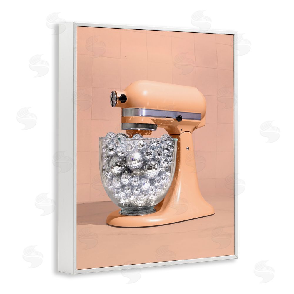 LISH Creative Disco Kitchen Mixer over Orange White Framed Giclee Wall Art Print